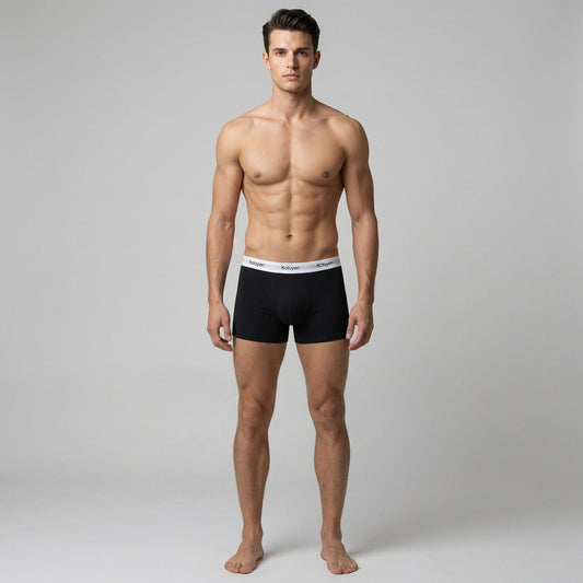 Kotoyen 3 Pack Trunks - Classic Fit (Black with White Waistband)