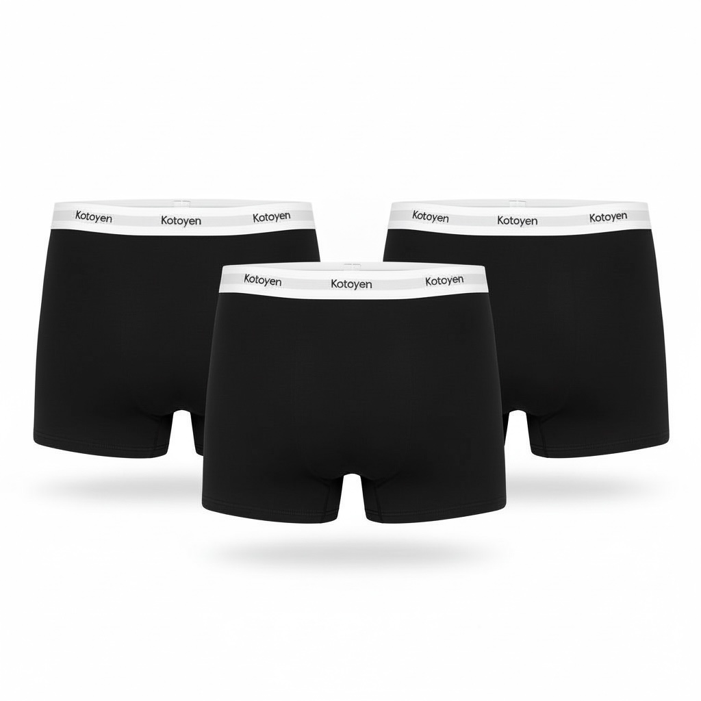 Kotoyen 3 Pack Trunks - Classic Fit (Black with White Waistband)