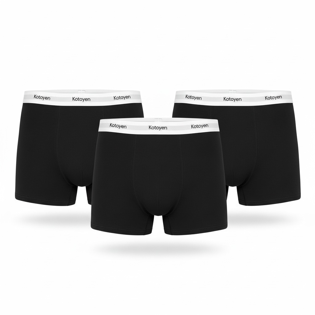 Kotoyen 3 Pack Trunks - Classic Fit (Black with White Waistband)