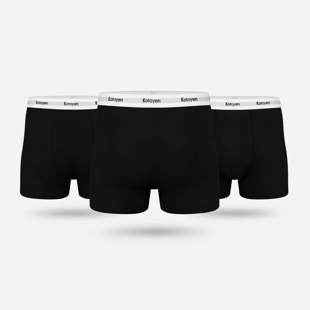 Kotoyen 3 Packs Boxer Briefs - Classic Fit (Black with White Waistband)