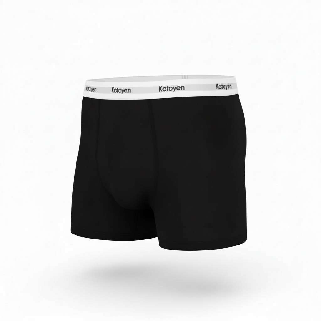 Kotoyen 3 Packs Boxer Briefs - Classic Fit (Black with White Waistband)
