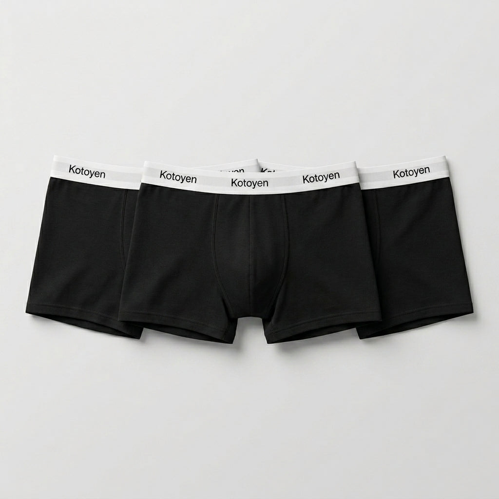 Kotoyen 3 Pack Trunks - Classic Fit (Black with White Waistband)