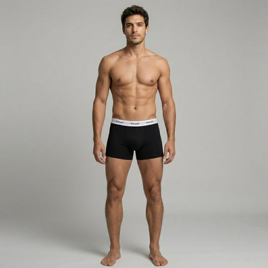 Kotoyen 3 Packs Boxer Briefs - Classic Fit (Black with White Waistband)